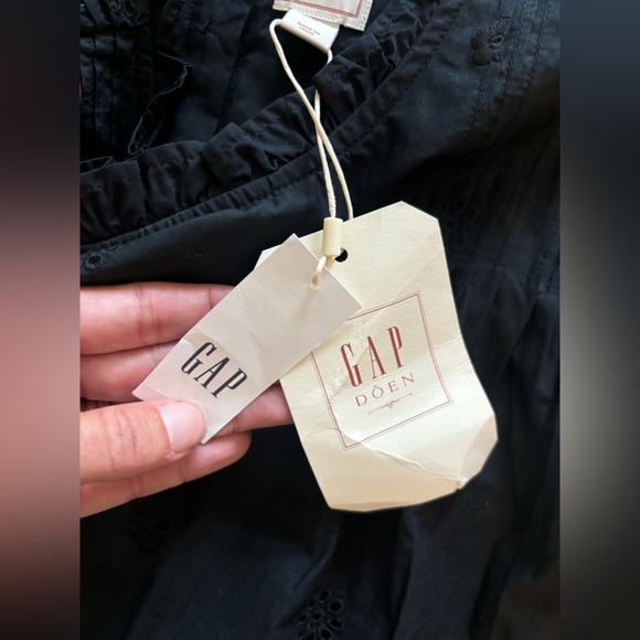 Gap x Doen Dress eyelet ruffle mini dress black sleeveless medium NEW baby doll - Picture 12 of 12